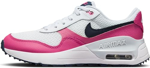 NIKE AIR MAX SYSTM (GS) Sneaker, White/Obsidian-Fierce PINK-Pure PLA, 40 EU