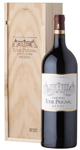 Geschenkbox Holzkiste - Magnumflasche Rotwein - Château Tour Prignac - AOP Medoc - 1,5 L