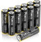 POWXS Lot de 12 piles AA - 1,5 V - Double A - 3200 mAh - Super capacité - Compatible avec les appareils high-tech - Lithium AA - Longue durée de vie - Non rechargeables