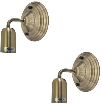 Wandlampen Binnen Metalen E27 Fitting Op en Neer 17cm Lamp Industriële Wandlamp Lampfitting Armaturen voor Keuken, Hal, Slaapkamer, Bar (Grüne Messing-Leuchtmittel, 2er-Pack, Ohne Leuchtmittel)