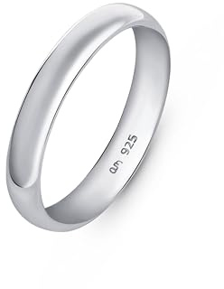 Amberta Hochzeitsringe aus 925 Sterling Silber für Damen und Herren, Eheringe mit Gelbgold- oder Roségold-Beschichtung | Eheringe für Paare 2 3 4 mm: 3.5 mm Silber Ringgröße 51.2