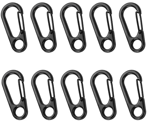 Mini-Karabiner, Schlüsselanhänger, Karabiner, Klettern, Schlüsselanhänger für Camping,Rucksack Verschlüsse,Schwarz,10 pcs.