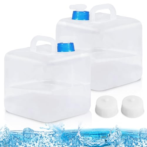 WIYETY Bidón de Agua Plegable: 10L Plegable Botella de Agua con Grifo Depósito de Agua con Mango, Bidones Plegables 100% Hermético para Interiores y Exteriores, Cuando se Viaja Bote de Agua (2 Piezas)