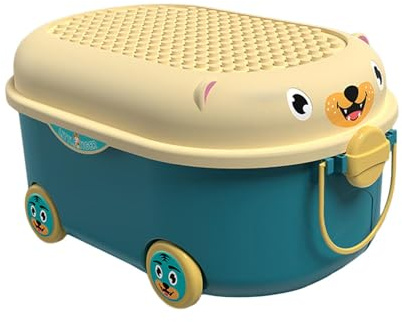 Boîte de rangement à jouets avec roulettes et poignées pour chambre d'enfant, chambre d'enfant, jeux, bleu, 45 x 30,5 x 21,5 cm