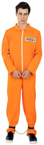 Funidelia | Häftlingskostüm für Damen und Herren Dieb, Häftling, Profi - Kostüm und Zubehör für Erwachsene für Party, Karneval und Halloween - Orange