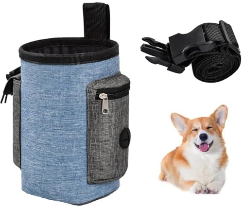 SUYUKU Hundeleckerli Tasche wasserdichte Hund Training Tasche Verstellbare Taille Gürtel Leckerlitasche für Hunde Eingebaute Poop Bag Hundezubehör für Welpen Hund Walking Bag (Blau)