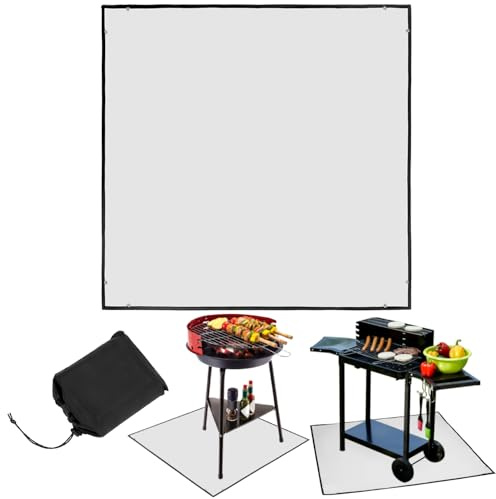 QWORK® Feuerstellenmatte, 100X100CM Quadratische Feuerfeste Unterlage, Hitzebeständige Feuerfeste Grillmatte, für Unter Feuerstellen, Kamin, Holzkohlegrill