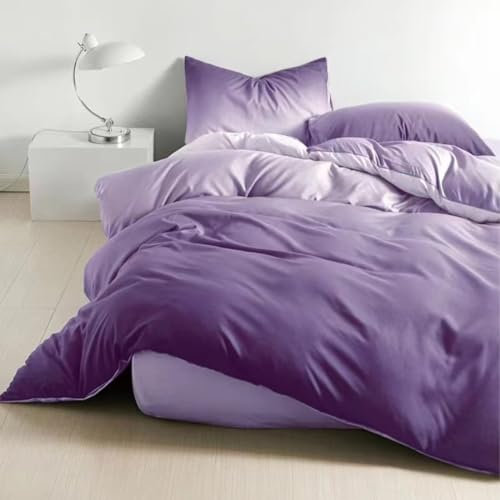 Soifox Bettwäsche 140x200 Lavendel - Bettgarnitur Bettwäsche Sets Microfaser Bettbezug 140 x 200cm mit Kissenbezug Bügelfrei & Knitterfrei Modern Deckenbezug mit Reißverschluss