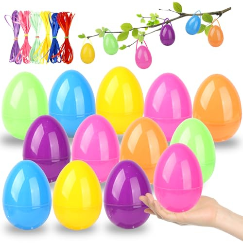 Ost ereier zum Befüllen Aufhängen Groß 9cm-36Pcs Plastikeier Leere mit Bänder Eierschalen Füllbar Osterjagd Füllstoffe Korbfüller Osterbaumschmuck Party Preisvorräte Überraschung Geschenk Klassenzimer