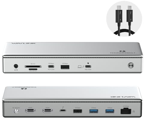 WAVLINK Thunderbolt 4 Dock with 100W Charging, Thunderbolt Certified, Driverless Laptop Docking Station with 4K HDMI Dual Monitor or Single 8K for Windows or Mac, 4X USB, 2.5G Ethernet,SD/MicroSD