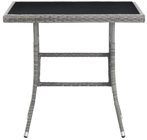 HETFTJN Tavolo Giardino Tavolino da Balcone Banco da Lavoro Tavolino Piccolo - Tavolo da Giardino Grigio 80x80x74 cm in Polyrattan per Sala Da Pranzo Cortile Giardino Terrazza