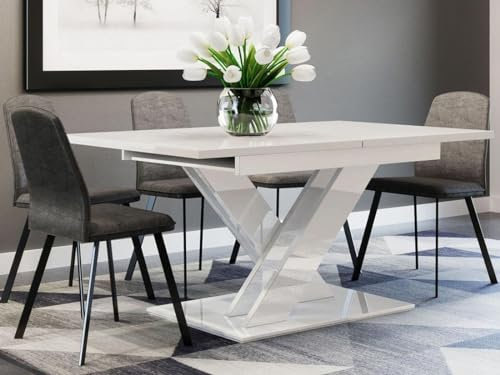 Bestmobilier - Table À Manger Buriti Rectangulaire en Bois Blanc Laqué - Salle à Manger
