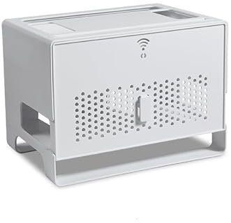 Wireless router storage box rack for WiFi modem with cable management rack