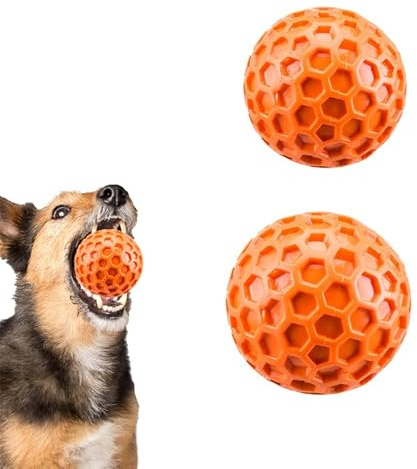 Neuytiky Palla Giocattolo per Cani,2 palline per cani,Palla per Cane domestico Indistruttibile con Squeak,giocattoli interattivi da masticare per cani, in gomma naturale,Ø 5,5 cm e 6,5 cm