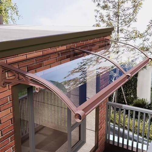 Marquise de Porte d’Entrée en Polycarbonate Transparent,Marquise Solaire Porte Terrasse Toit Abri Protection Contre la Pluie et UV,Auvent Arqué Aluminium Auvent Fenêtre (100x70cm/39 x28)