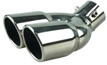 Punta Escape Tubo de Escape de Coche de Doble Salida silenciador de Punta Tubo de Cola Entrada Universal de de Escape de Acero Inoxidable 60mm 75mm Tubo Extremo Escape(63MM Curved 1)