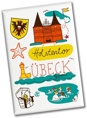 Lübeck Wimmelbild Souvenir Souvenir Magnet - Holstentor Souvenir Magnet Dekoration mit lustigem Stadtmotiv