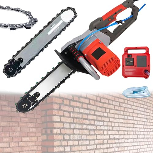 Tronçonneuse électrique diamantée - Suppression de poussière alimentée à l'eau pour couper le béton - Comprend 2 chaînes et barres de guidage - Profondeur 35 cm