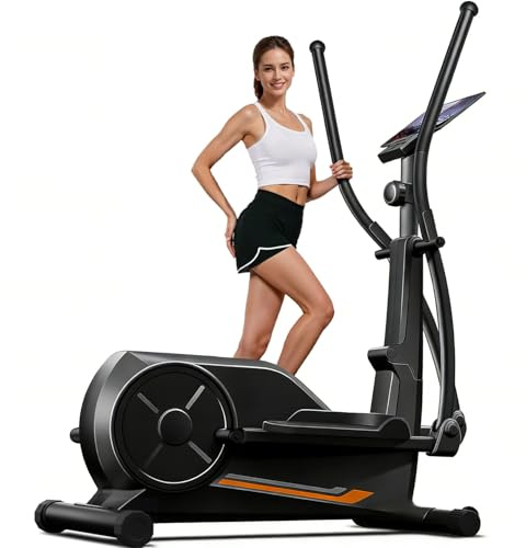 CURSOR FITNESS Elliptical Machine for Home, Elliptical Exercise Machine Elliptical Training Machines with 8 Levels Resistance, Silent Magnetic Elliptical Trainer with 12 Stride and LCD Monitor