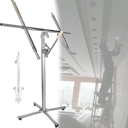Drywall Lift Hoist Jack Lifter, Adjustable Arm & Lockable Wheels for Easy Panel Handling, Foldable Design for Space-Saving Storage, Supports Up to 330LBS for Construction and Renovation Projects