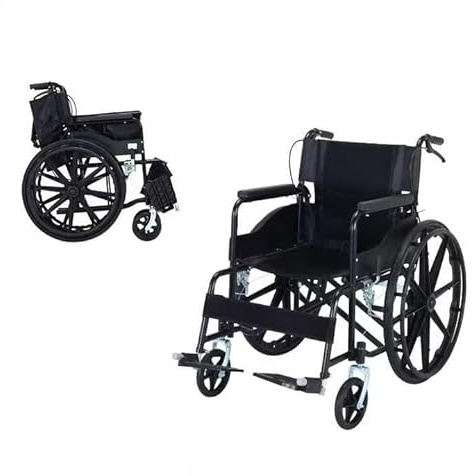 Silla de Ruedas Plegable con Frenos Manuales – Silla de Ruedas para Adultos Ligera Autopropulsable. Silla de Ruedas Ortopedica Cómoda, Segura y Fácil de Transportar para Personas Mayores o Minusvalido