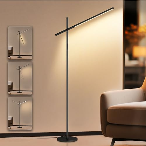 Tubicen LED Stehleuchte 360° Flexible, 3 Gelenkarm mit 190° Schwenkarm & 330° Drehkopf, 3 Farben & 4 Stufen Dimmbare Standleuchte aus Metall, Ecklampe für Schlafzimmer Wohnzimmer Home-Office Lesen