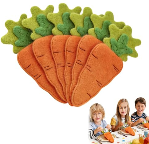 VYNZOR 6 Karottenförmige Bestecktaschen aus Filz - Wiederverwendbare Tischdeko & Platzsets für Ostern - Praktische Besteckhalter & Oster-Filz-Utensilien