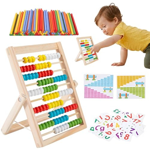 Barns abacus, matematikinlärningsleksak för förskola med räkningspinnar - lärande av summor och subtraktion, för klassrum i förskola dagis och lekrum för flickor och pojkar