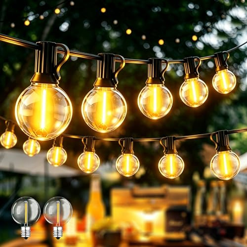 Kemoribe 15M Guirnalda Luces Exterior, 25+2 LED Luces Exterior Jardin IP44 Impermeable, decoracion jardin exterior Enchufables Blanco Cálido para Patio Jardín Cafe Fiesta