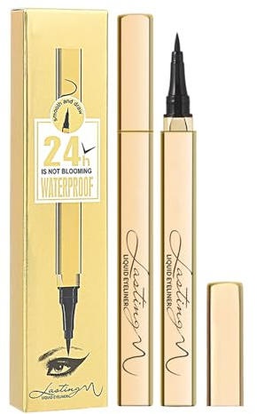 Liquid Eyeliner Wasserfest, Kajalstift Schwarz, 24H Lidstrich Stift Longwear, Hochpigmentiert, Schnelltrocknend & Verschmiert Nicht, Eyeliner Schwarz für Empfindliche Augen, Black