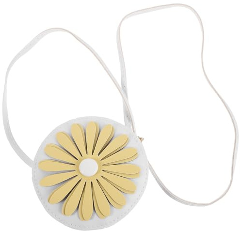 Outanaya Bolso Bandolera Infantil para Niñas Pequeño Diseño de Margarita, Monedero de PU Blanco Ligero Correa Ajustable, Bolso Cruzado para Viajes y Uso Diario