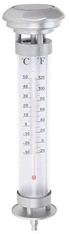Grundig Termometro solare da giardino, illuminato, 1 LED bianco, funzionamento solare, altezza ca. 59 cm