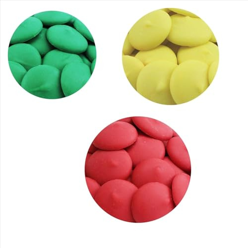 Easter egg color chocolate Coating Melting Wafers Merckens Green melting chocolate & Merckens Red wafers, Yellow Melting Wafers Chocolate - 1 lb each