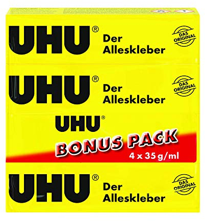 UHU Alleskleber Tube, Der Bewährte Universalkleber für nahezu alle Klebefälle im Haushalt, Bonuspack 4 x 35g