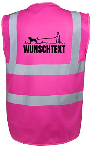 Mantrailing Warnweste Hundesport Sicherheitsweste Mantrailing mit Namen oder Text personalisiert (Motiv 5) (M, Pink)