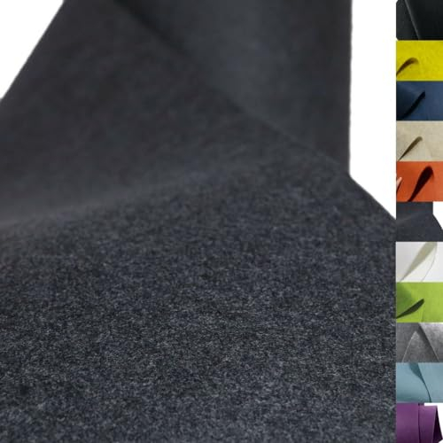 TOLKO 1m Bastelfilz Stabiler Filzstoff Meterware | 4 mm dick | Filzmatte Untersetzer Dekofilz Taschenfilz zum Nähen Basteln | 45 cm breit | Nadelfilz Filz Meterware (Anthrazit meliert)