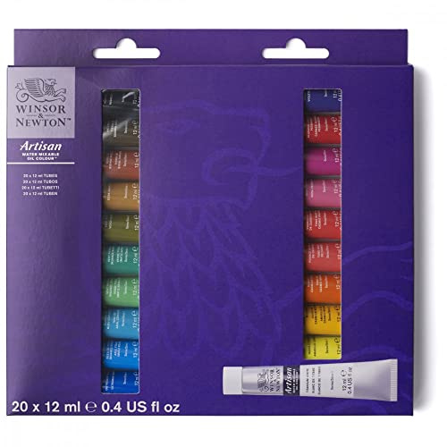 Winsor & Newton Artisan, Óleo al Agua Libre de Disolventes, Set de Iniciación a la Pintura, 20 Colores de 12 ml
