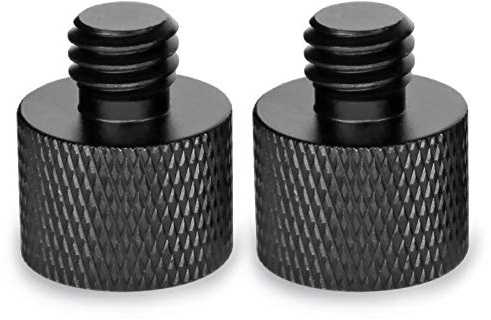 Frgyee Mic Stand Adapter 5/8 Female to 3/8 Male Screw Adapter Thread for Microphone Stand Mount to Camera Tripod Adapter 2 Pack