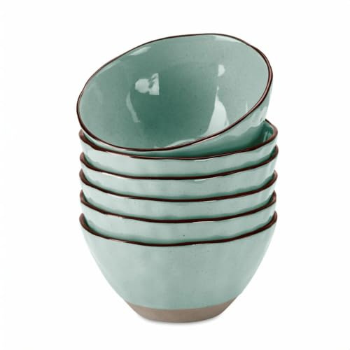 LOBERON Schüssel 6er Set Biarré, türkis | Mediterraner Charme, Glänzende Glasur, Reizvoll Unebene Optik, Spülmaschinenfest, Geschirr, Tischaccessoires, Steinzeug