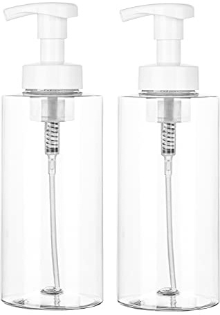 UUJOLY Schäumender Seifenspender, 500 ml, nachfüllbare Kunststoff-Seifenpumpe, Flasche für Flüssigseife, Shampoo, Duschgel, 2 Stück, transparent