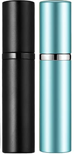 Travelofo Perfume Atomiser Spray Bottle, Mini Perfume Bottles,Travel Perfume Bottle Refillable Spray, 5ml Leaking Proof Perfume Dispenser Atomisers for Travel, Luxury Gifts for Women (Black & Blue)