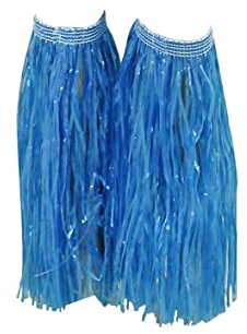 Hula-Hawaii-Manschetten für Damen, mit Strohbeinen, für Partys, Strandkleidung, ausgefallenes Kostümzubehör, blau, Einheitsgröße
