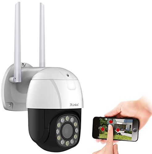 7links LAN Kamera: PTZ-IP-Überwachungskamera, 2K+, 5X optischer Zoom, IR, WLAN, 64GB, App (Überwachungskamera Nachtsicht, WiFi außen, Cam)