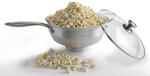 Popcorn Popper | No-Shake, No-Stir Premium Stovetop Popcorn Maker | Popcorn Pan | Popcorn Pot | Pops Kernels Perfectly Without Burning | Easy Serving