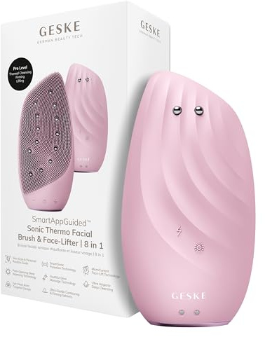 GESKE | SmartAppGuided™ Sonic Thermo Facial Brush & Face-Lifter | 8 in 1 | Hautreinigung & gegen Falten | elektrische Reinigungsbürste aus Silikon | Gesichtsmassagegerät | Cleansing & Anti Aging | SmartAppGuided™ | Elektrische Silikon-Reinigungsbürste für Hautreinigung, Anti-Aging und Gesichtsmassage