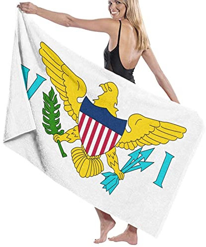Beach Towel United States Virgin Islands Flag Logo Cosy Soft Wash Cloths Durable Head Wrap Towel For Bathroom Hotel Children 80X130Cm