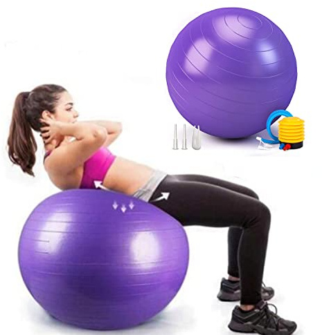 Exercise Ball, Explosion-Proof Yoga Balance Ball(25in /65cm) with Pump, Heavy Duty Swiss Ball for Fitness, Pregnancy, Balance & Physical Therapy, Fitness in Home/Gym/Office