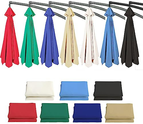 Auvent De Remplacement Pour Parasol 2m/2,7m/3.0m, 6 Baleines/8 Baleines Toile De Rechange Pour Parasol Déporté, Housse De Rechange Pour Parasol De Jardin Terrasse Plage (auvent Seulement)(Couleur:Blan