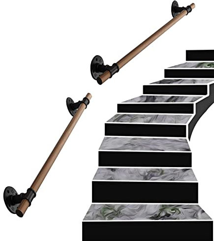 ASXCAQ Pasamanos de Escalera Antideslizantes de Madera Maciza de Madera Natural, Uso doméstico contra la Pared, barandillas de ático Interior para Ancianos, Barras de Soporte de Pasillo (