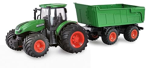 Amewi 22635 RC-Traktor mit Kippanhänger, Licht & Sound, 1:24 RTR grün